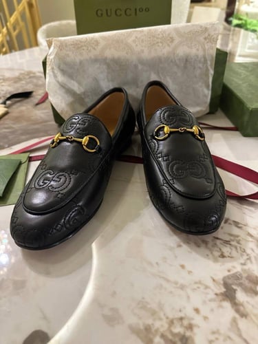 Gucci Jordan Slip-on Shoes in Leather Lined with G...