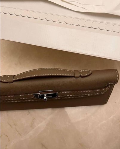 Hermes Kelly Cut clutch khaki