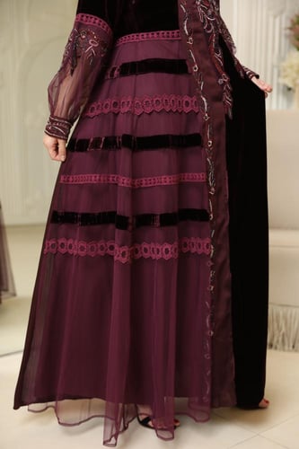 جلابيه مناسبات لاطلالة راقيه بمكس خامات فاخرة مخمل...