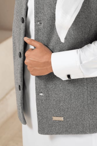 سديري جوخ ساده -اللون رمادي مبطن فرو رمادي