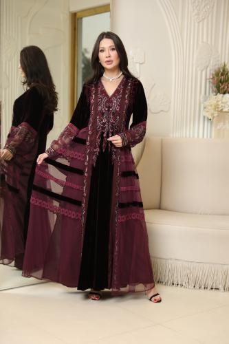 جلابيه مناسبات لاطلالة راقيه بمكس خامات فاخرة مخمل...