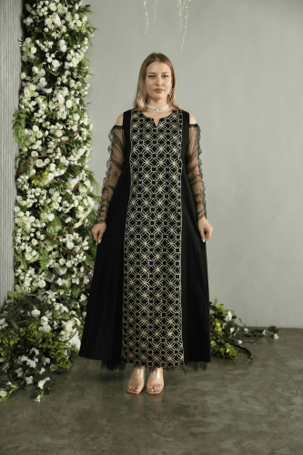 جلابيه لاطلاله جذابه بمكس خامات لينن مطرز وتول اسو...