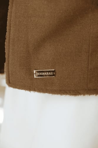 سديري رسمية كشمير فاخر لون جملي مبطن فرو بني دافئ