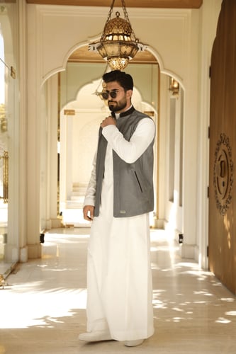 سديري بخامة كشمير دافئ وناعم دبل فيس - كحلي/ رمادي...