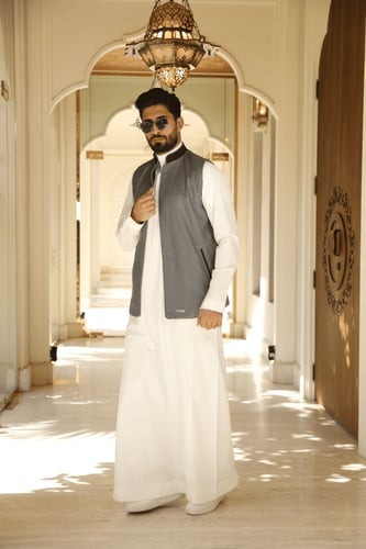 سديري بخامة كشمير دافئ وناعم دبل فيس - كحلي/ رمادي...