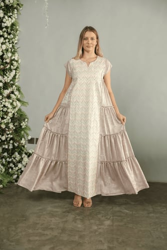 جلابيه لإطلالة جذابه بمكس خامات التفتا والكريب حري...