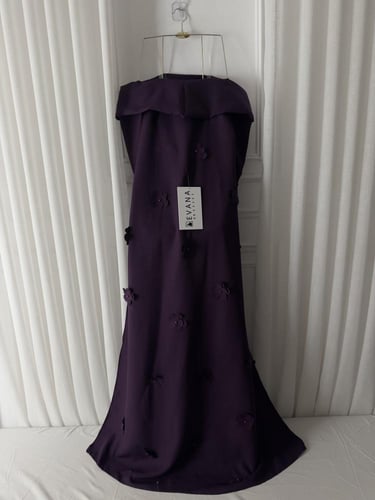 فستان موف بكمام طويله