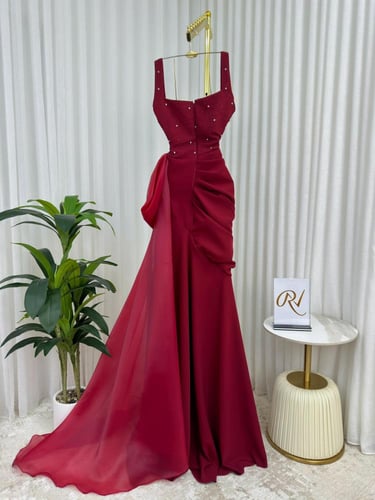 فستان عودي مطرز فصوص ولول