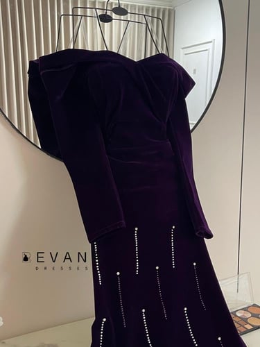 فستان شموه موف على تطريز لولو