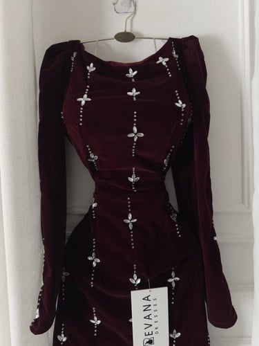 فستان مخمل جوخ قصير