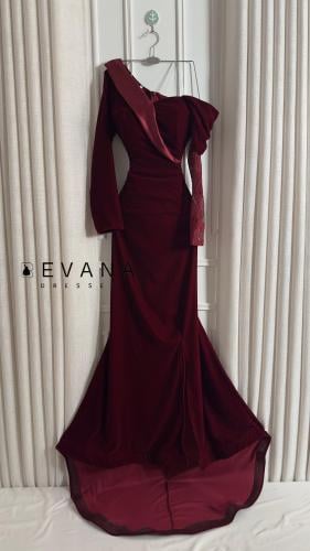 فستان مخمل قطيفه عودي