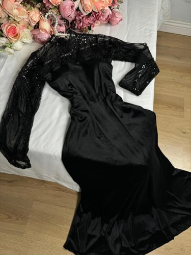 فستان ناعم اسود مخمل انيق