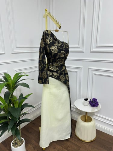 فستان طويل كتان مشجر