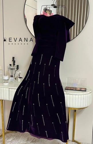 فستان شموه موف على تطريز لولو