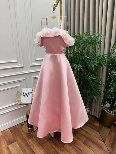 فستان ميد زهري مزين ورود بارزه