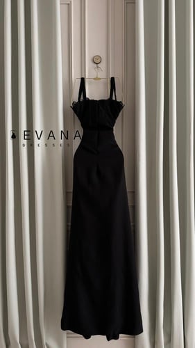 فستان اسود ناعم دانتيل صدريه