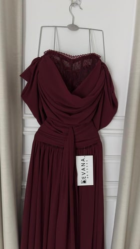 فستان شيفون جورجيت اكمام اف شولدر