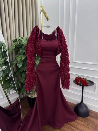 فستان عودي بجاكت مورد