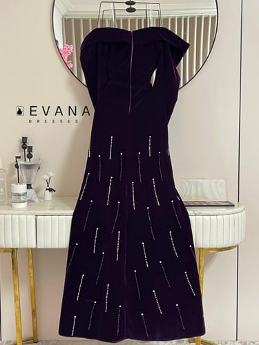 فستان شموه موف على تطريز لولو