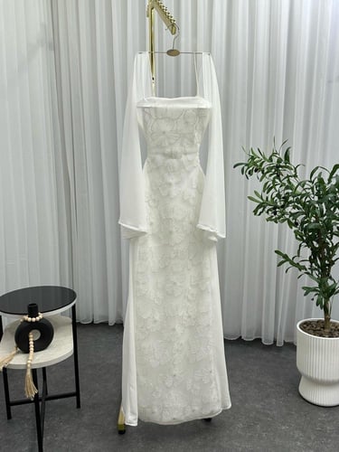 فستان ابيض انيق للعيد