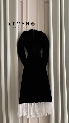 فستان اسود ميد شتوي