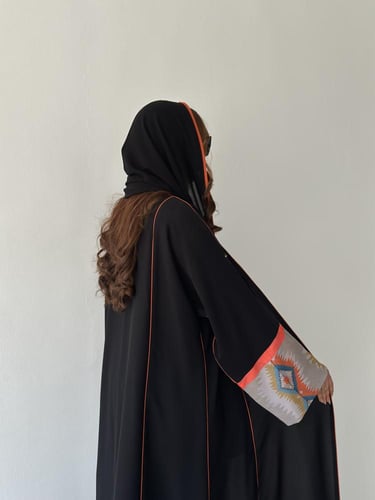 عباية كريب انترنت كوري ب اكمام شيفون