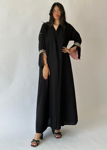 عباية كريب انترنت كوري اكمام تطريز