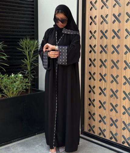 عباية كريب إنترنت نص كلوش بأكمام لينن | Sudfa Inte...