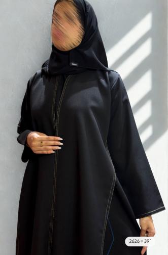 عباية كريب ميني ميت خيوط فضي نص كلوش بطقطق مع طرحة...