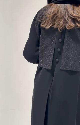 عباية كريب انترنت نص كلوش بقصة جاكيت من الخلف