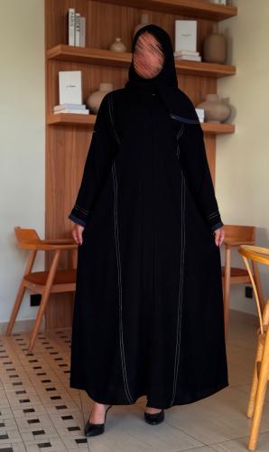 عباية كريب سراميك اندونيسي سواد فاحم