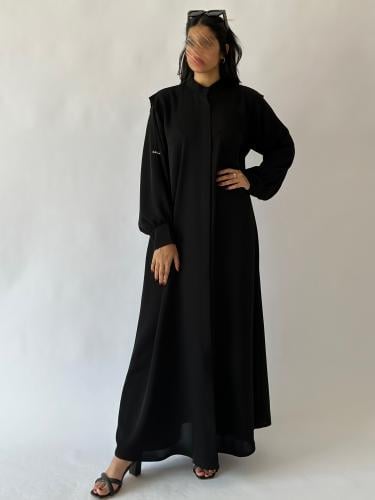 عباية كريب إنترنت نص كلوش بياقة وأكمام زم طقطق