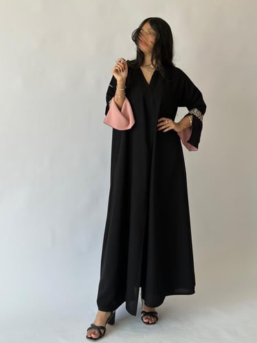 عباية كريب انترنت كوري اكمام تطريز