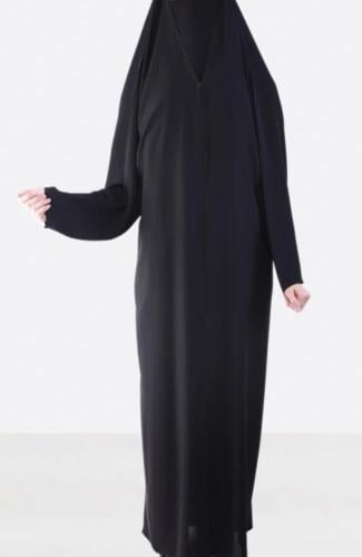 عباية راس كريب ملكي بأكمام كاملة مقفلة من الأمام ف...