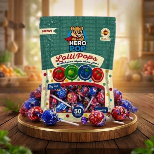 Hero Pop assorted sour lollipops 50 pieces