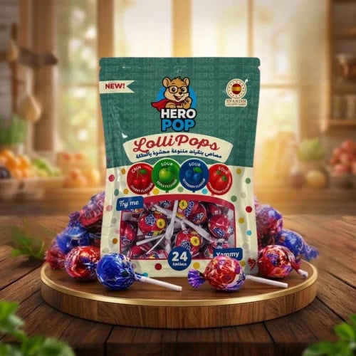 Hero Pop assorted sour lollipops 24 pieces