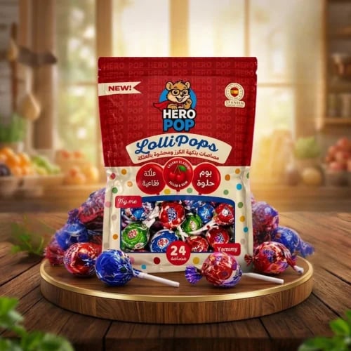 Hiro Pop sour lollipop with cherry, 24 pieces