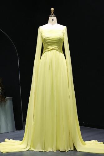 فستان شيفون ناعم اصفر 507