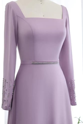 RC07 فستان سهره فاخر باكمام طويلة و كركشة متعددة ا...