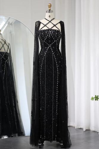 فستان اسود برقبة متقاطعة - RC18