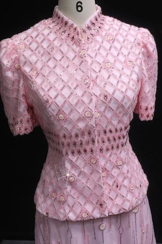 628 -فستان متكون من قطعتين - وردي