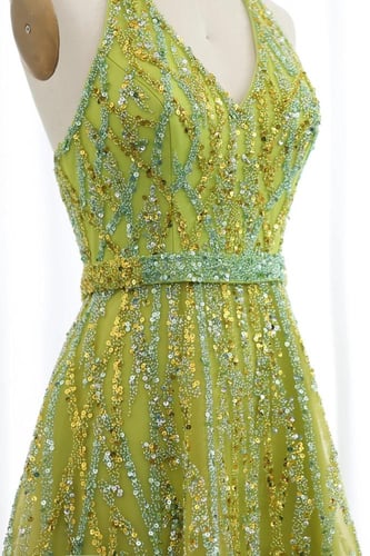 RC219 - فستان شك هالتر اخضر