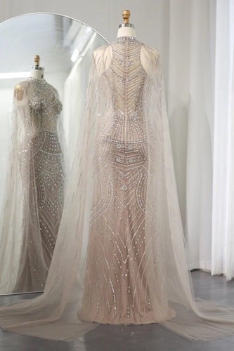 فستان شك يدوي كامل مع كيب