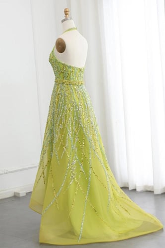 RC219 - فستان شك هالتر اخضر