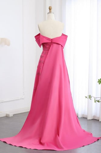 RC16 فستان ستان اوف شولدر مع شك يدوي - فوشي