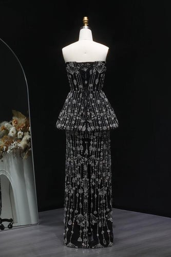 629 -فستان متكون من قطعتين - اسود