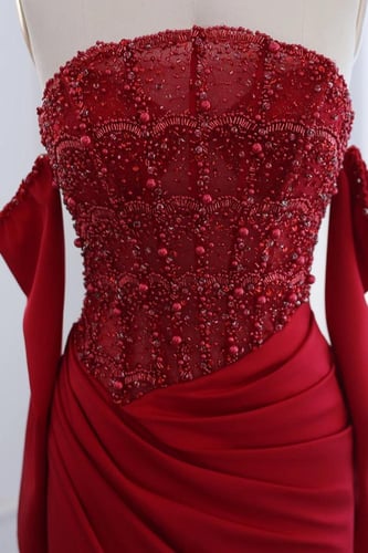 فستان سهره كورسيه احمر ماروني 602