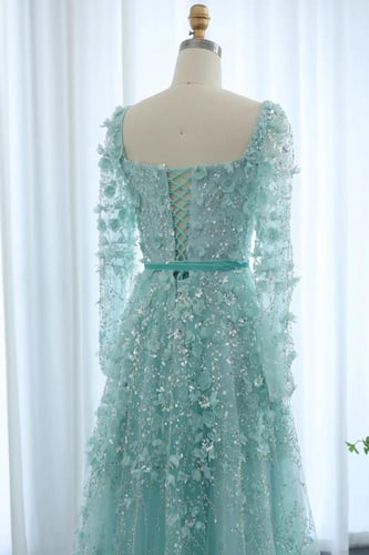 RC05 - فستان كم طويل مزين بزهور ثلاثية الابعاد ترك...