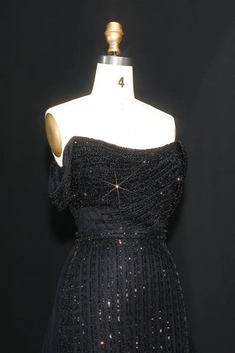 فستان شك مع حزام - اسود