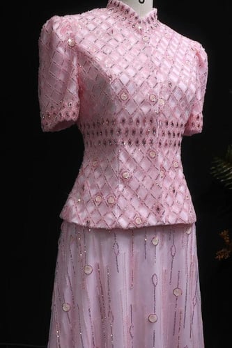 628 -فستان متكون من قطعتين - وردي